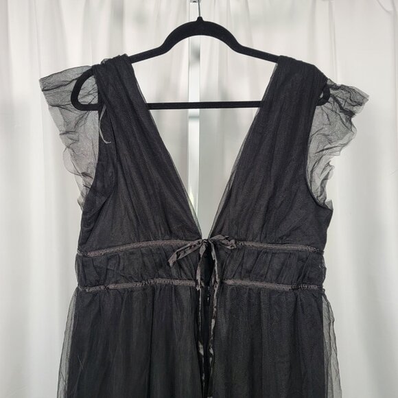 Lulus I'm All Yours Black Tulle Ruffle Maxi Dress Empire Waist Gown Plus… - Picture 3 of 6